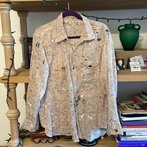 Magnolia Pearl Cotton Twill Block Print Kelly Western Shirt